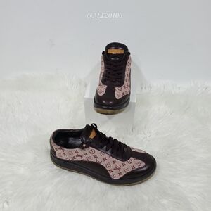 Louis Vuitton Monogram Sneakers Brown Leather Canvas Women Size 40 Made in Italy